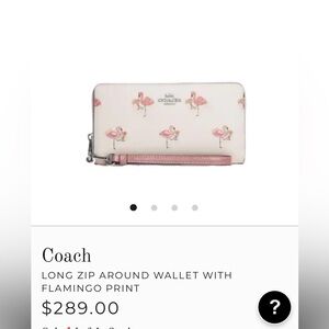 Coach Cream and Pink Flamingo Print Wallet